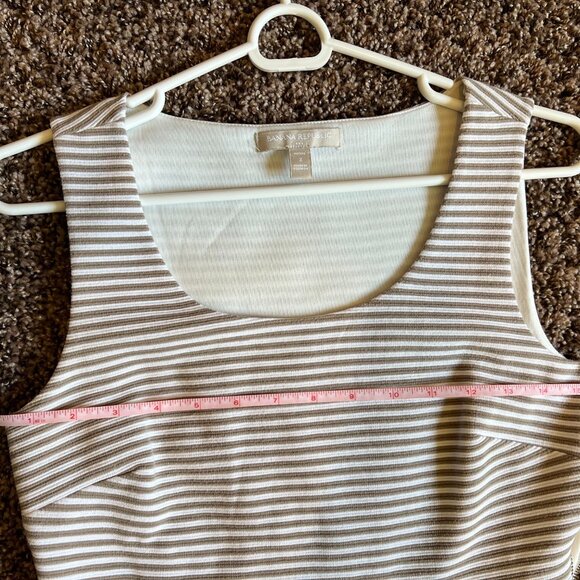 Banana Republic White & Tan Striped Sleeveless Dress Size 2 Petite - Picture 8 of 9
